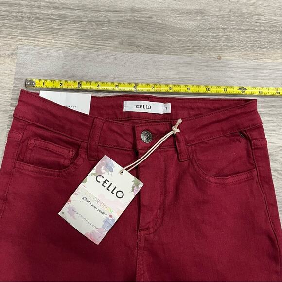 NWT Cello Red Skinny Jeans Shark Bite Frayed Hem - Picture 8 of 10